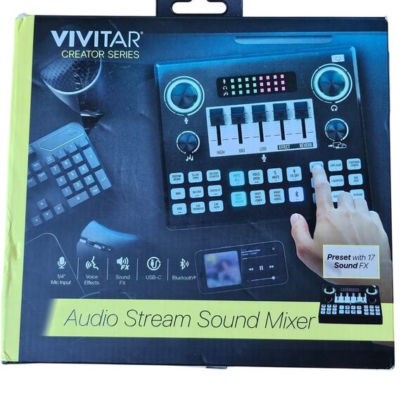 VIVITAR CREATOR SERIES AUDIO MIXER STREAMING & VLOGGING BLUETOOTH USB-C - 17 FX - Picture 1 of 3